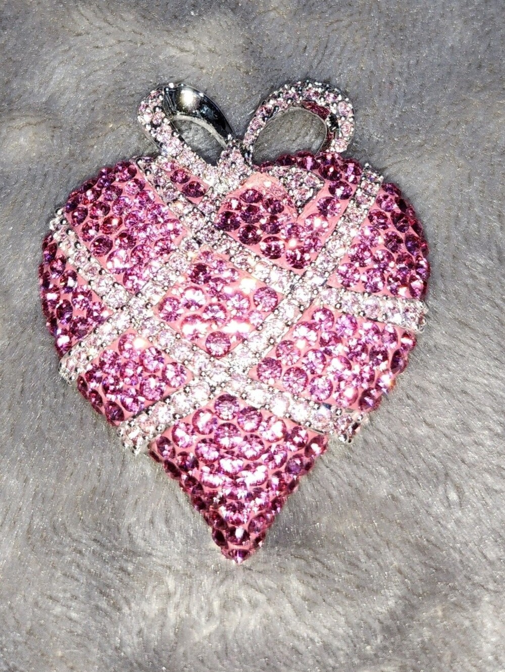 Swarovski 2004 Annual Edition "Wrapped in Love" Pink Crystal Heart Brooch